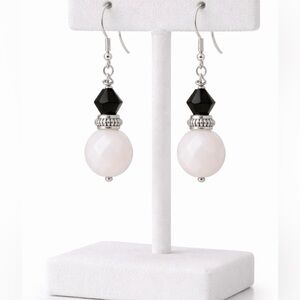 Sterling Silver Earrings Genuine Black Onyx,Faceted Milk Glass BUY NOW PRICE